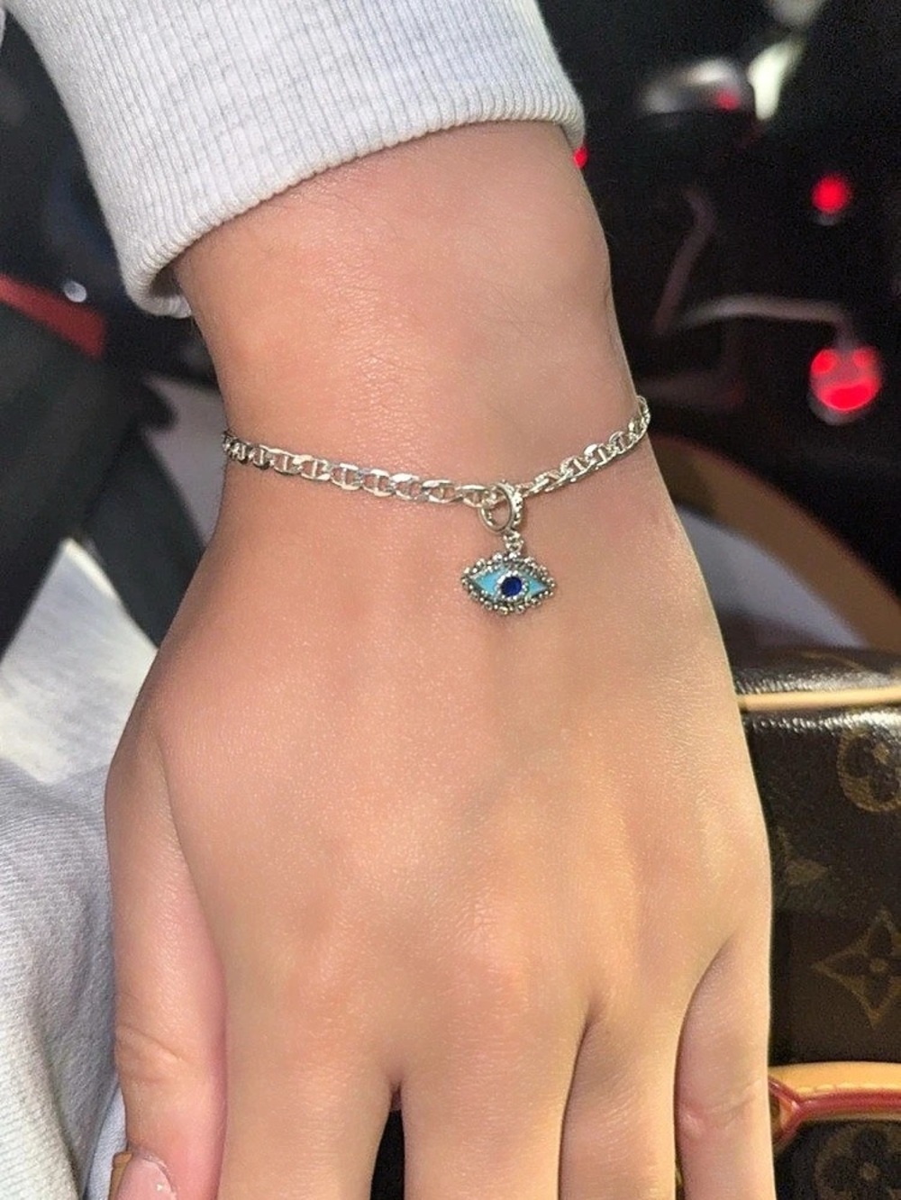 Silver sterling 325 Blue Eye Charm Bracelet Like New